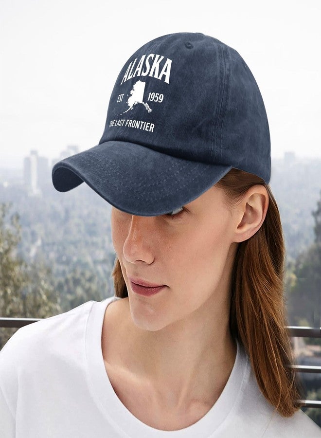ODCRAT Hats Alaska The Last Frontier Dad Hat, Graphic Hat for Women Navy Blue - Image 5